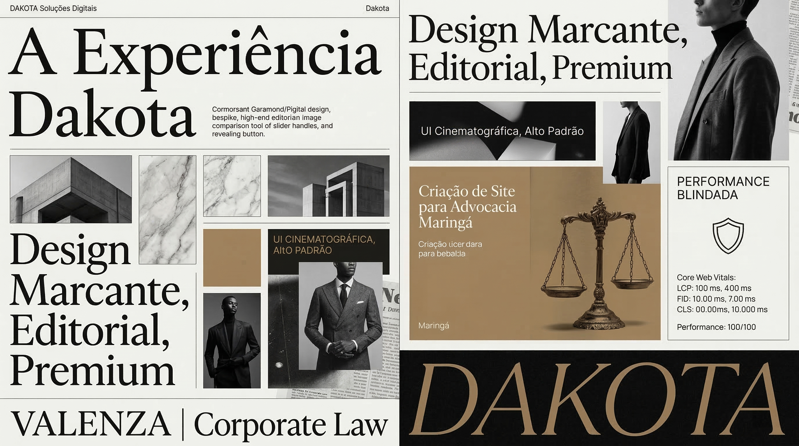 Experiência Dakota: design premium e editorial.